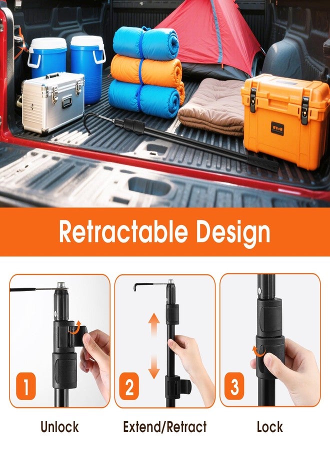 Kojcijs Magnetically Mounted 6.3 Ft Truck Cargo Grabber Reach Retriever Tool with Two Hooks, Pickup Truck Bed Heavy Duty Truck Accessories Telescoping Pole - Image 4