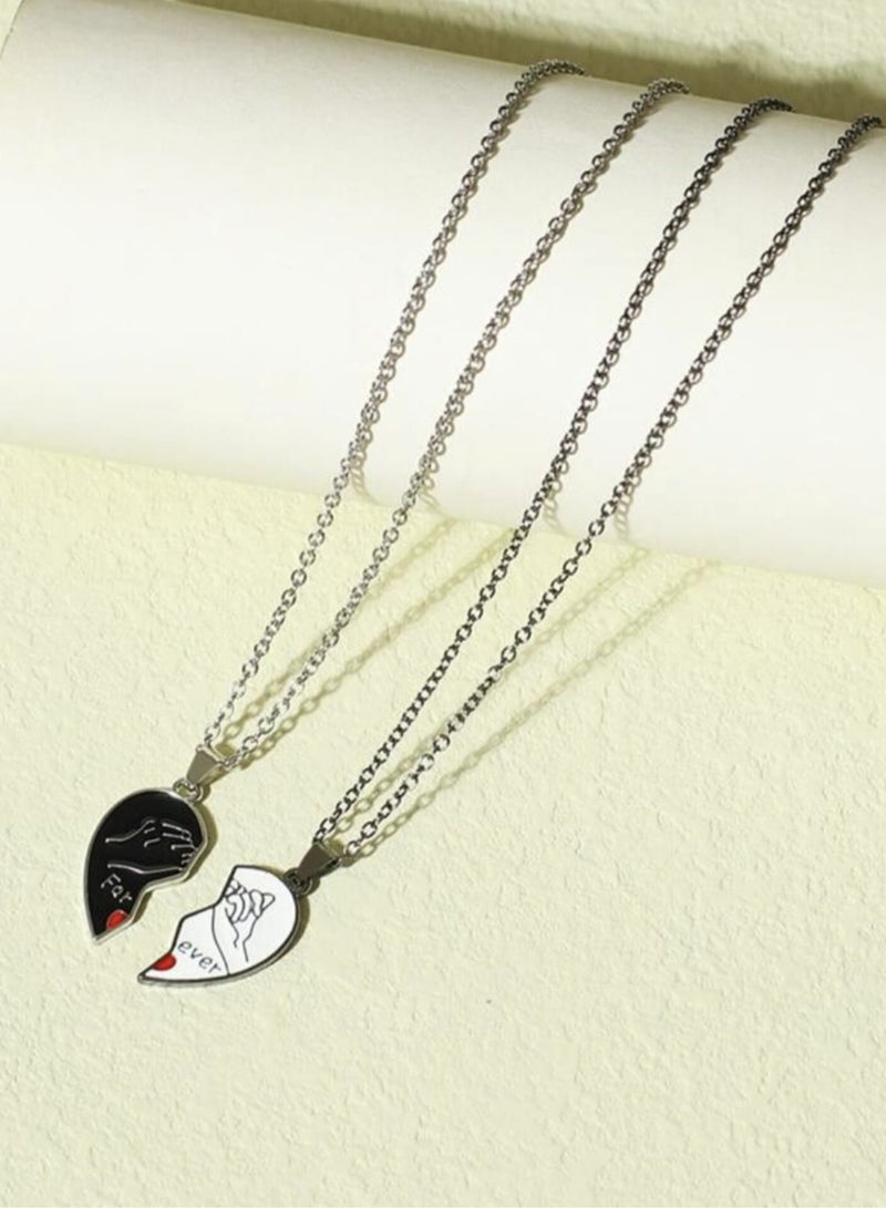 YUCCA Friends Necklace Bracelet with Heart Shape Design and Written Phrase, Set/2 Pieces  - Image 3
