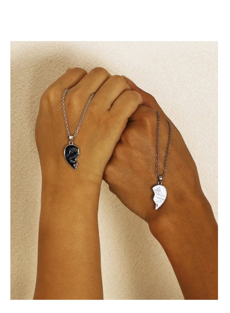 YUCCA Friends Necklace Bracelet with Heart Shape Design and Written Phrase, Set/2 Pieces  - Image 1