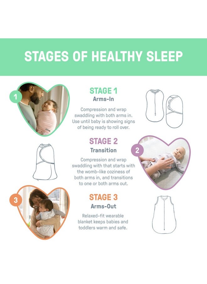 SwaddleMe By Ingenuity Original Swaddle, 100% Cotton, Improves Sleep & Calms Startle Reflex, 0-3 Months, 3-Pack - Over The Rainbow  - Image 3