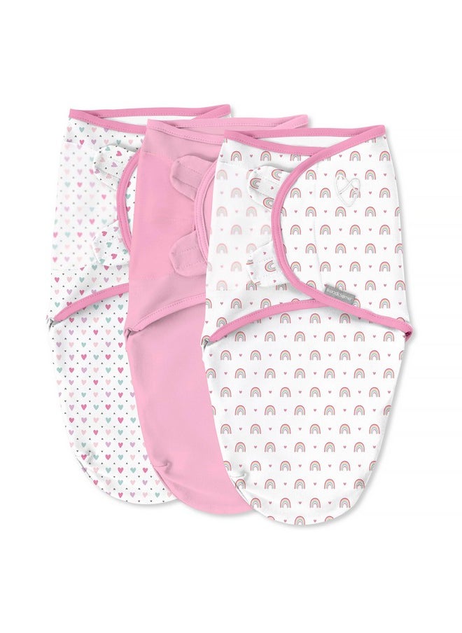 SwaddleMe By Ingenuity Original Swaddle, 100% Cotton, Improves Sleep & Calms Startle Reflex, 0-3 Months, 3-Pack - Over The Rainbow  - Image 1