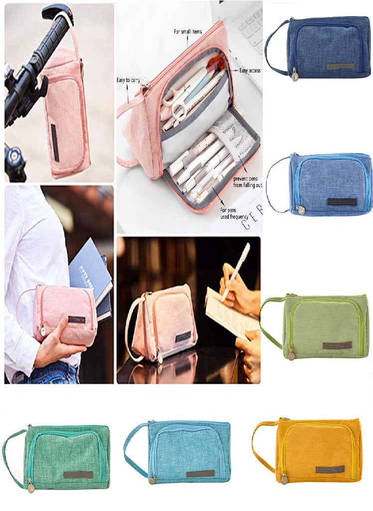 Eckek - Sagit Canvas Large Capacity Pencil Case Multifunctional Zipper School Portable - Image 1