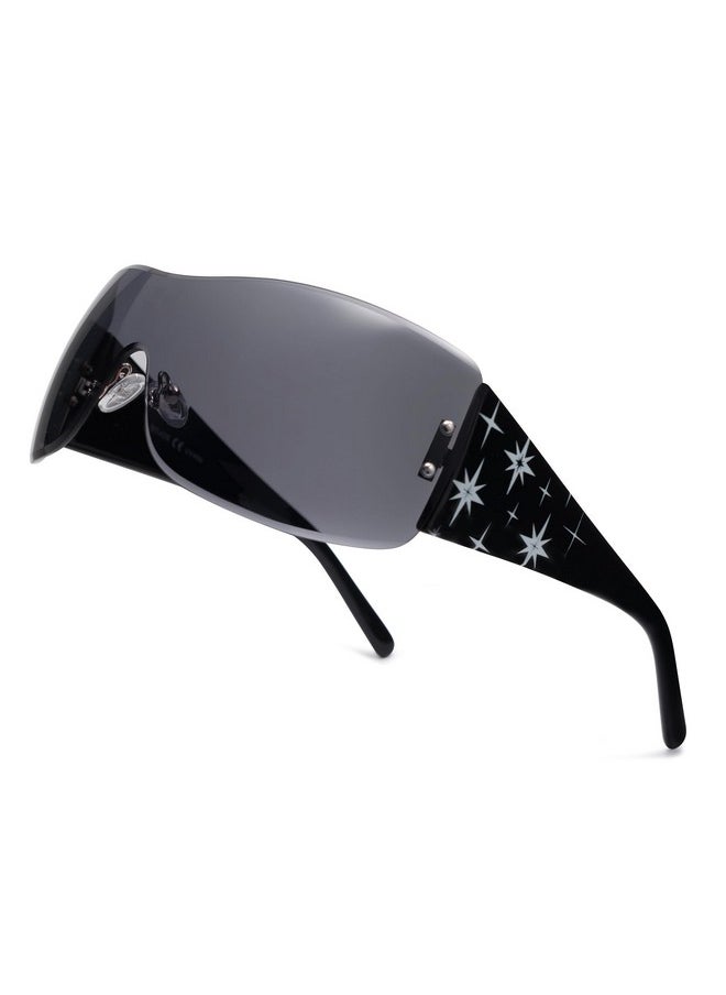 Sojos Y2K Sunglasses Oversized Shield Rimless Wrap Around Sunnies Onepiece Lens Sj2278(Star)  - Image 1