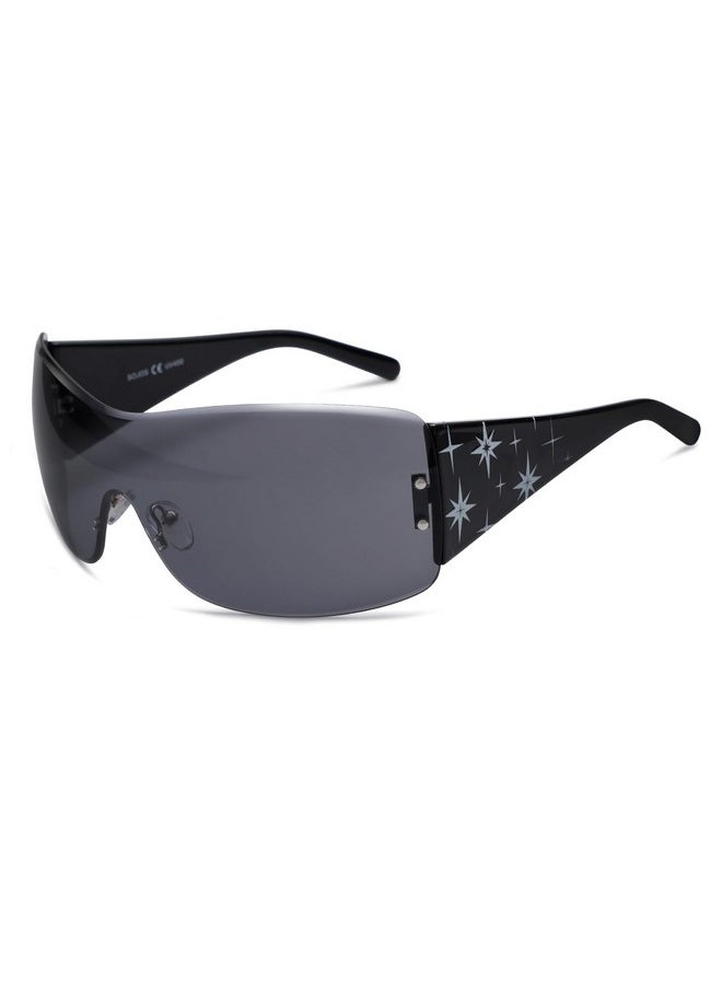 Sojos Y2K Sunglasses Oversized Shield Rimless Wrap Around Sunnies Onepiece Lens Sj2278(Star)  - Image 2