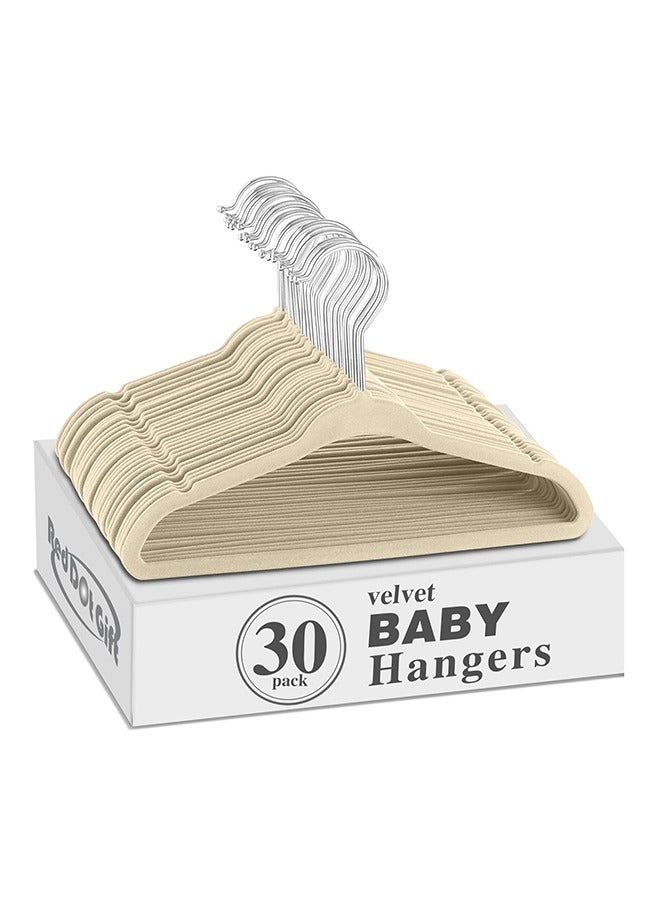 Red Dot Gift Beige Baby Nursery Clothes Hangers With 360 Chrome Swivel Hook, 28 CM, 30 Pieces  - Image 1
