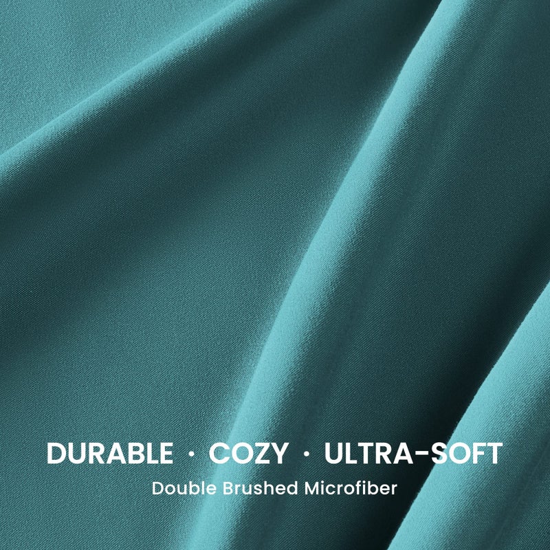 SLEEP ZONE Nanotex Super Soft Cooling Twin Bed Sheets Set for Kids 3 Piece - Easy Care Fitted Flat Sheet & Pillowcase Sets - Wrinkle Free  Fade Resistant  Deep Pocket 16"" (Teal  Twin) - Image 5