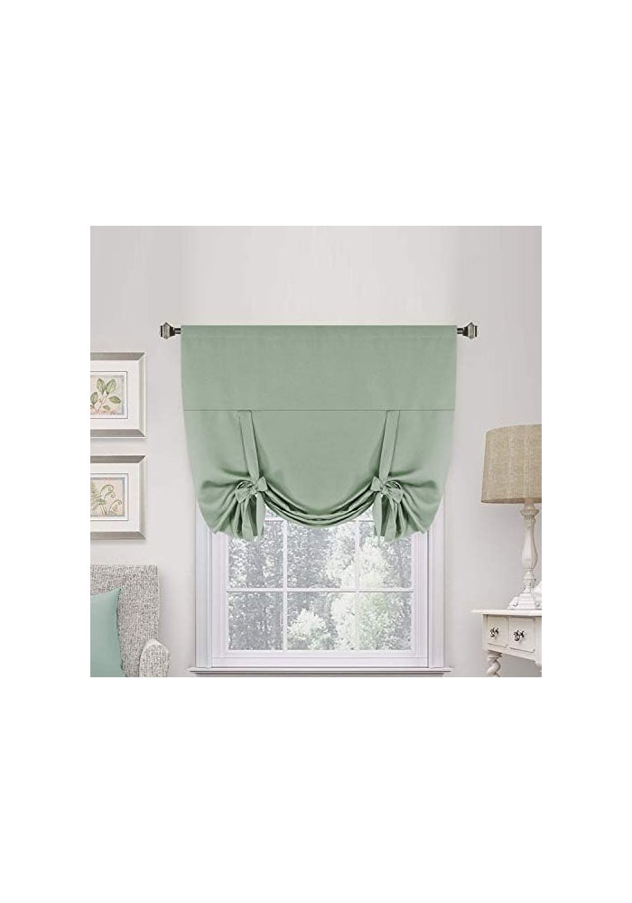 H.VERSAILTEX Sage Green Bedroom Blackout Tie Up Curtain - 42" W x 63" L