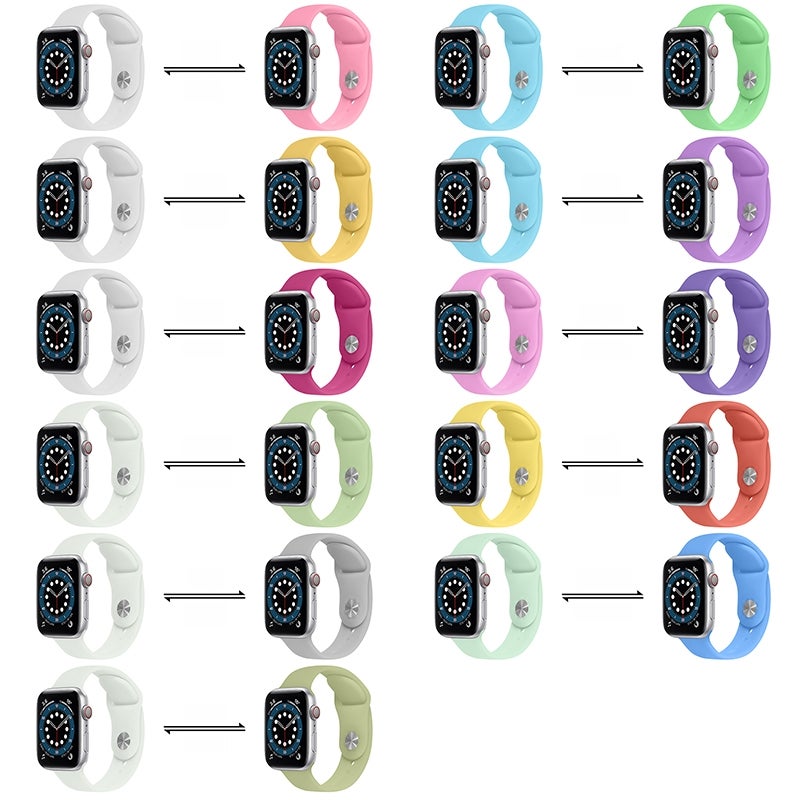 Discoloration in Sun Silicone Watch Band For Apple Watch Series 9&8&7 41mm / SE 3&SE 2&6&SE&5&4 40mm / 3&2&1 38mm(Transparent Change Army Green)