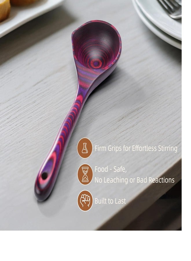 Cokka Praca Pakkawood Deep Soup Ladles with Spout | 9.6 inch Big Soup Ladle for Cooking | Wooden Spoons for Cooking | Wood Kitchen Utensil | Byzantium - Image 5
