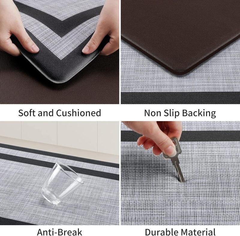 Cushioned Anti Fatigue Kitchen Mat Set 2 Piece 17.3 X 47 Inches 17.3 X 30 Inches Waterproof Non-Slip PVC Foam - Superior Cushioning Relieves Back Pain for Sink Office Laundry Room High-Traffic Indoor - Image 5