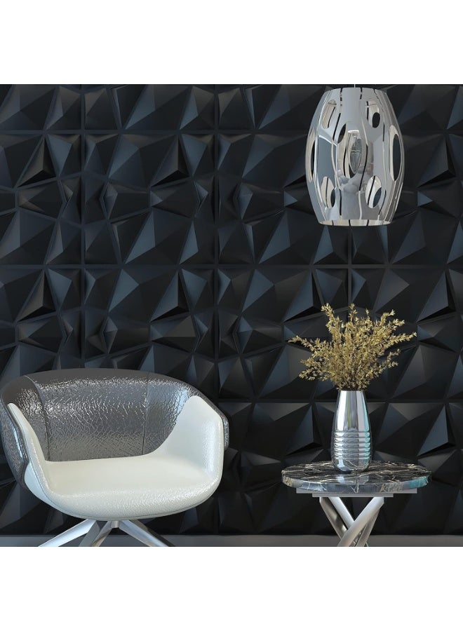 تراسل لوحة تصميم الماس ثلاثي الأبعاد للزينة الداخلية، غرفة المعيشة، خلفية جدار التلفزيون، غرفة النوم، إعداد الألعاب، 30×30CM (أسود 16Pack) - Image 2