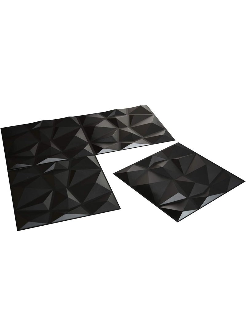 تراسل لوحة تصميم الماس ثلاثي الأبعاد للزينة الداخلية، غرفة المعيشة، خلفية جدار التلفزيون، غرفة النوم، إعداد الألعاب، 30×30CM (أسود 16Pack) - Image 4