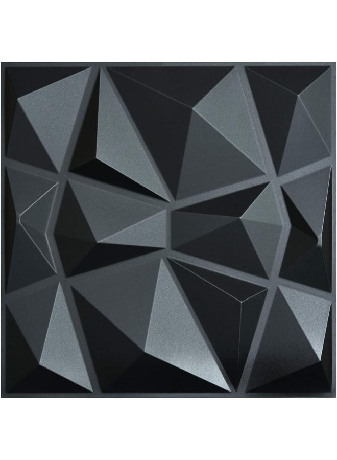تراسل لوحة تصميم الماس ثلاثي الأبعاد للزينة الداخلية، غرفة المعيشة، خلفية جدار التلفزيون، غرفة النوم، إعداد الألعاب، 30×30CM (أسود 16Pack) - Image 3