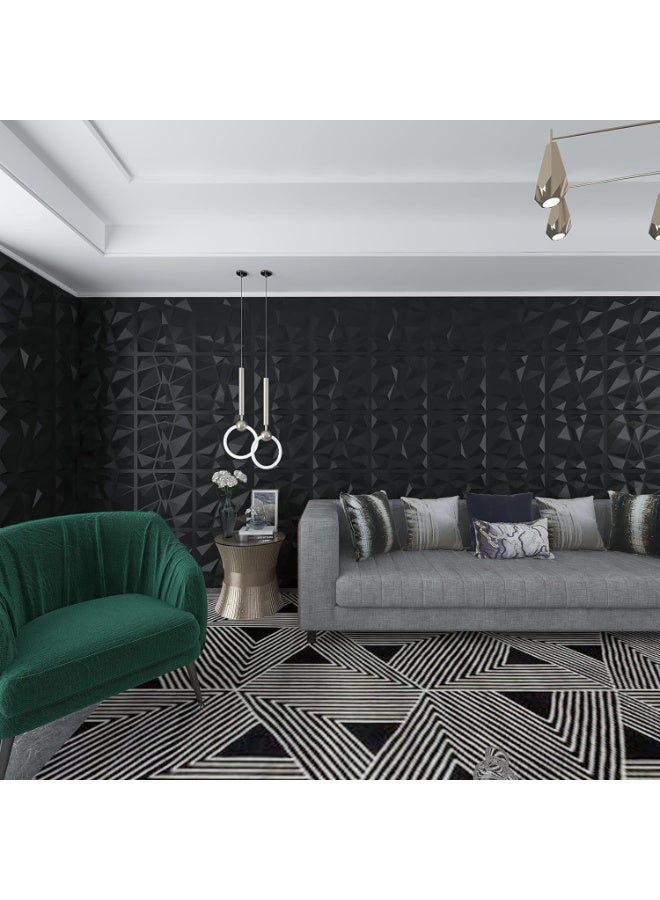 تراسل لوحة تصميم الماس ثلاثي الأبعاد للزينة الداخلية، غرفة المعيشة، خلفية جدار التلفزيون، غرفة النوم، إعداد الألعاب، 30×30CM (أسود 16Pack) - Image 5