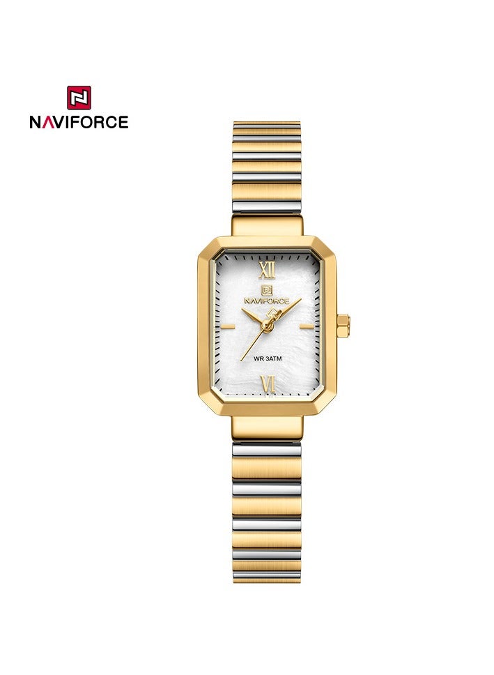 NAVIFORCE Elegant Gold and Silver Rectangular Women's Wristwatch with Water Resistance  - Image 1