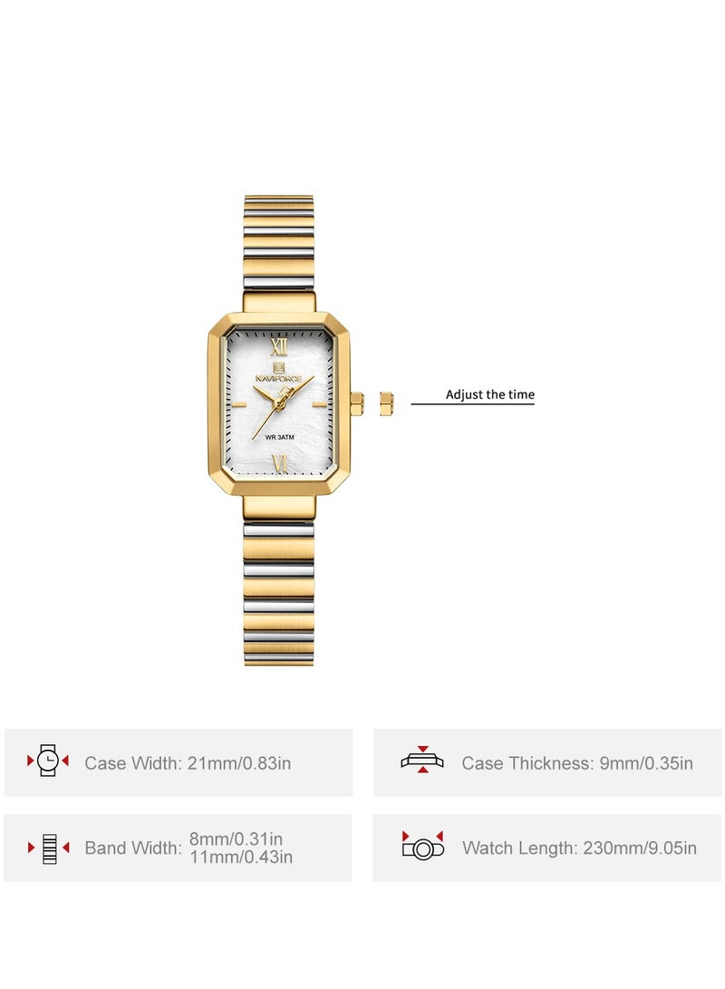 NAVIFORCE Elegant Gold and Silver Rectangular Women's Wristwatch with Water Resistance  - Image 4