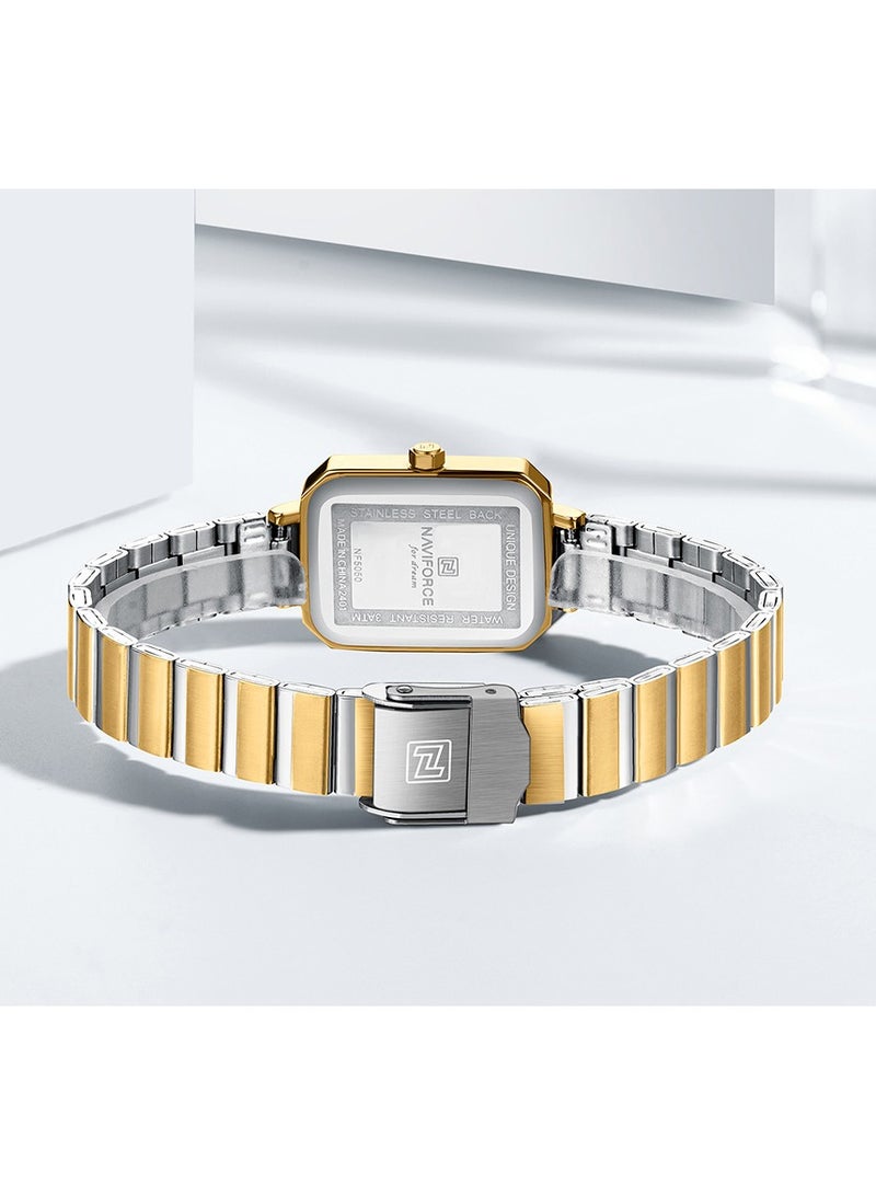 NAVIFORCE Elegant Gold and Silver Rectangular Women's Wristwatch with Water Resistance  - Image 5