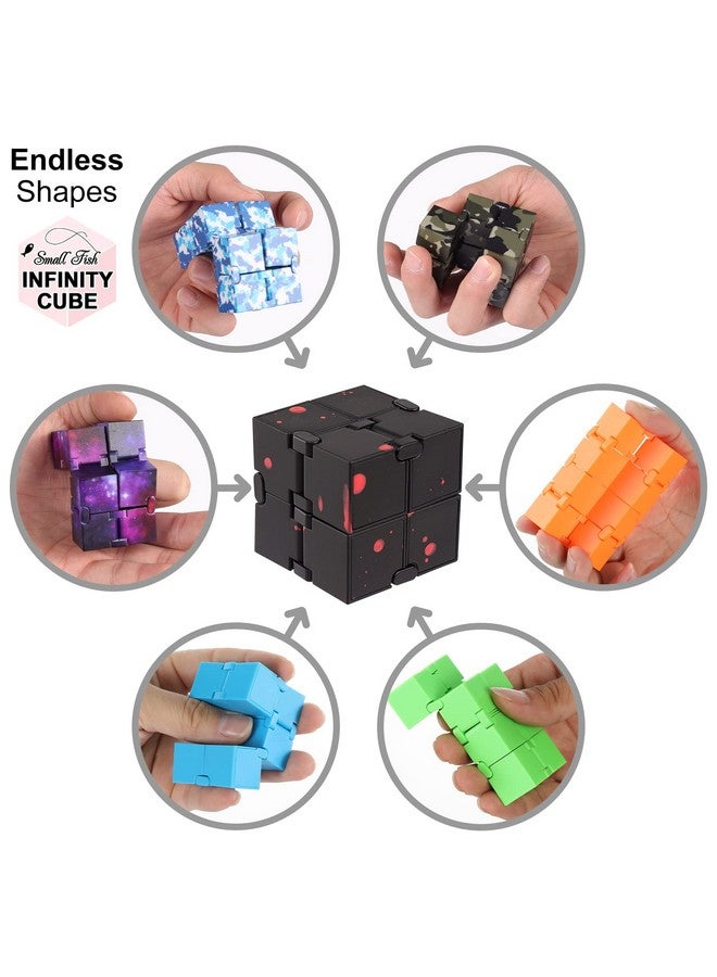 SMALL FISH Fidget Infinity Cube - Built-in Metal Never Ending Infinity Cube, Cool Sensory Infinite Fidget Toy for Stress and Anxiety Relief, Best for Adults and Kids with Autism,and ADHD (Black-Red) - Image 5