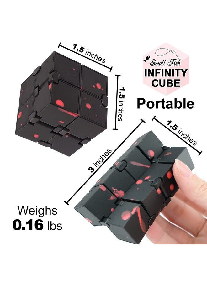 SMALL FISH Fidget Infinity Cube - Built-in Metal Never Ending Infinity Cube, Cool Sensory Infinite Fidget Toy for Stress and Anxiety Relief, Best for Adults and Kids with Autism,and ADHD (Black-Red) - Image 2