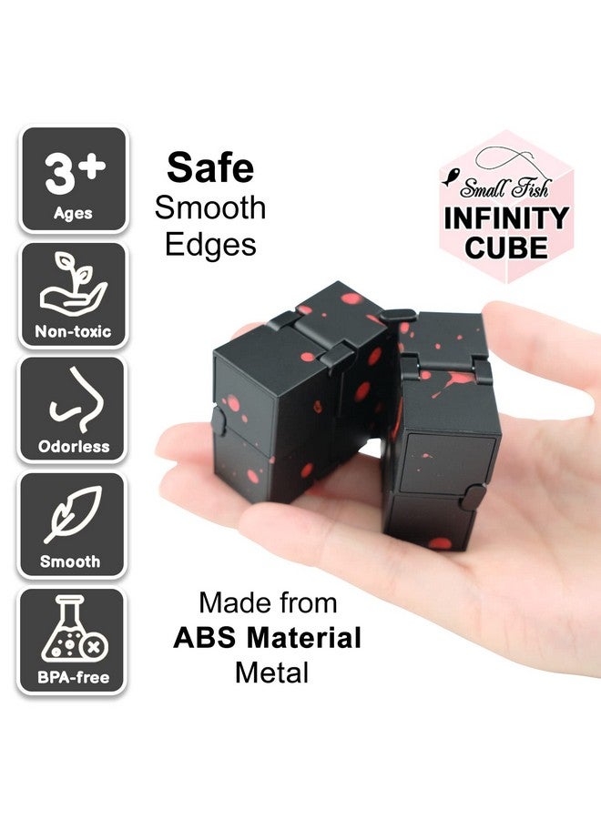SMALL FISH Fidget Infinity Cube - Built-in Metal Never Ending Infinity Cube, Cool Sensory Infinite Fidget Toy for Stress and Anxiety Relief, Best for Adults and Kids with Autism,and ADHD (Black-Red) - Image 3