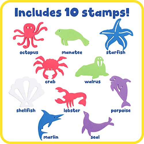 READY 2 LEARN Giant Stampers - Sea Creatures - Set of 10 - Easy to Hold Foam Stamps for Kids - Arts and Crafts Stamps for Displays, Posters, Signs and DIY Projects - Image 2
