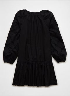 American Eagle Puff Sleeve Drop Waist Shirt Mini Dress 