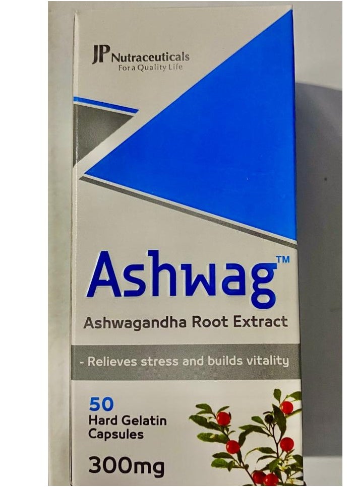 JP Nutraceuticals Ashwag 300Mg, 50 Capsules  - Image 1