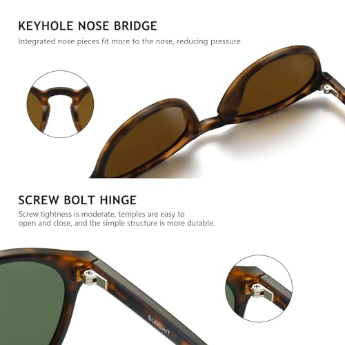 SUNGAIT Classic Vintage Round Polarized Sunglasses for Women Men Retro Style UV400 (2 Pack (Polarized): Amber/Brown+ Amber/Green) SGT166HPC-HPML - Image 5