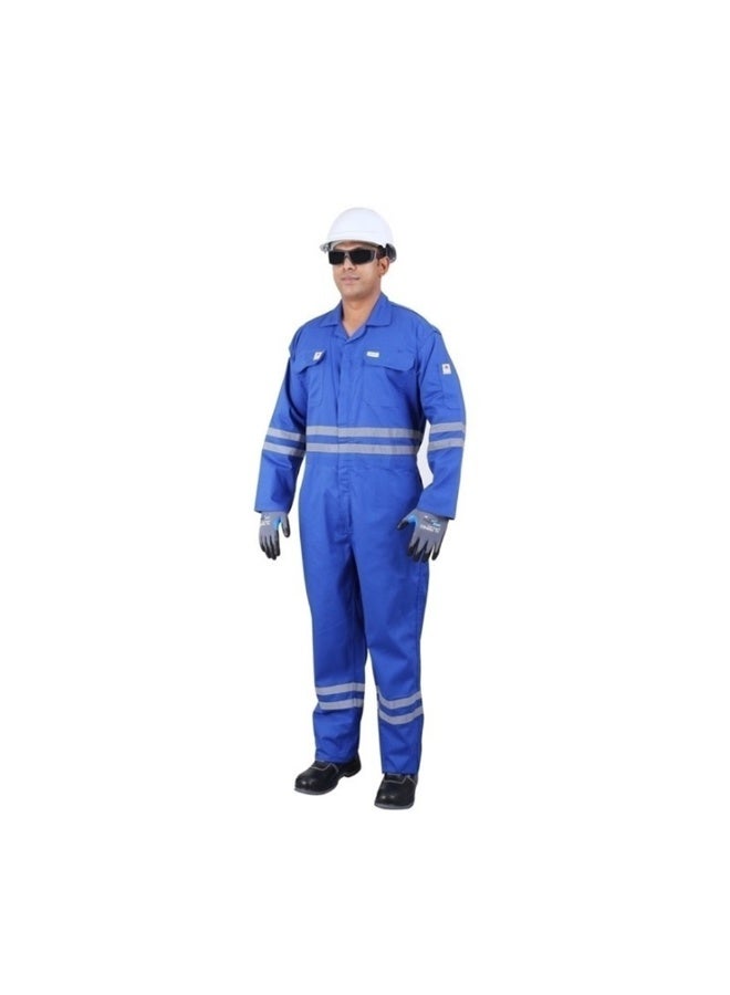 Vaultex NCE 230GSM Fire Retardant Reftlective tape cotton coverall,Royal Blue, Large - Image 1