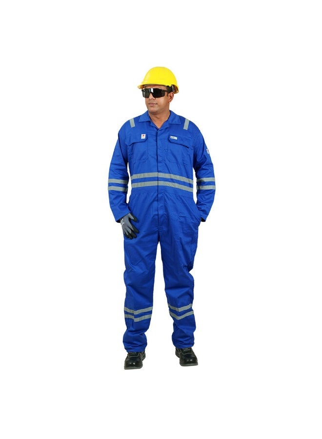 Vaultex NCE 230GSM Fire Retardant Reftlective tape cotton coverall,Royal Blue, Large - Image 2
