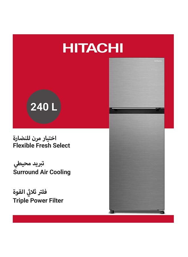HITACHI 330L Gross & 240L Net Capacity, Top Mount Double Door Refrigerator, No Frost Fridge Freezer, High Power Inverter Compressor, Movable Twist Ice Tray, Tempered Glass Shelves 240 L HRTN5255MFXAE Inox - Image 2