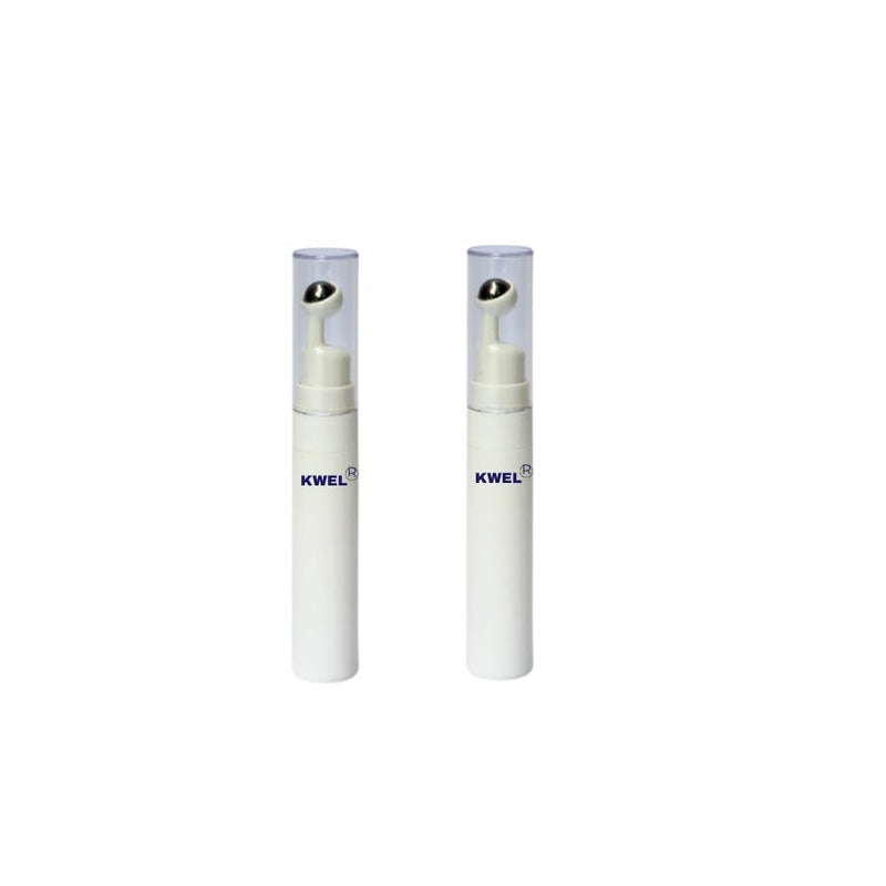 KWEL KWEL Airless Empty Roll On Bottle with Metal Cooling Rollerball Massager for Under Eye CreamGel Eye Care Oil Essential Oils Refillable Reusable15 mlPack of 2 - Image 1