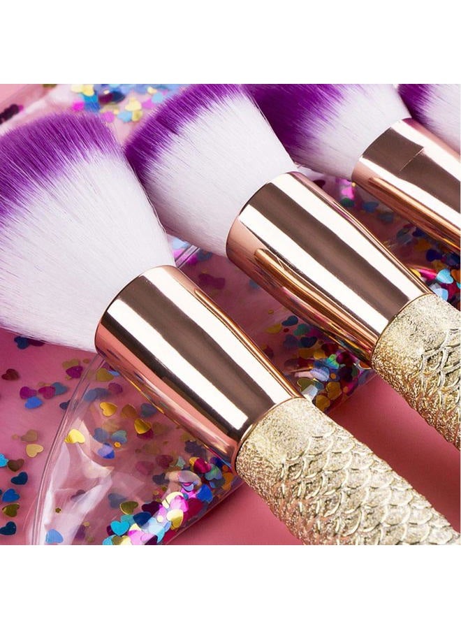 LWHao 6 Pieces Mermaid Makeup Brush Set Lovely Makeup Brush Kit for Girls Portable Beauty Cosmetic Tools Women Cosmetic Concealer Brush - Image 5