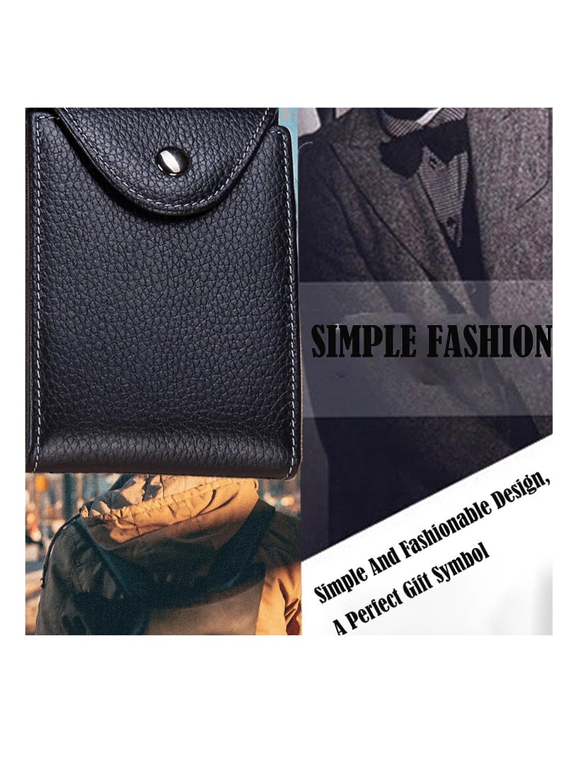 SYOSI Wallet for Men, Genuine Leather Minimalist Wallet, Slim Travel Wallet with 4 ID Window, for Business Card Credit Card Driver's License, Front Pocket Wallet, Card Case Men Gifts, Black  - Image 5