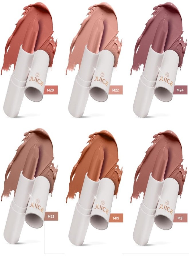 Juice Kiss Sensation Lipstick with Goodness of Bio Retinol & UV Protection, Pack of 6 (Balmy Brown - M19, Chocoholic - M20, Light Berry - M21, Light Pink - M22, Light Brown - M23, Light Purple - M24) - Image 1