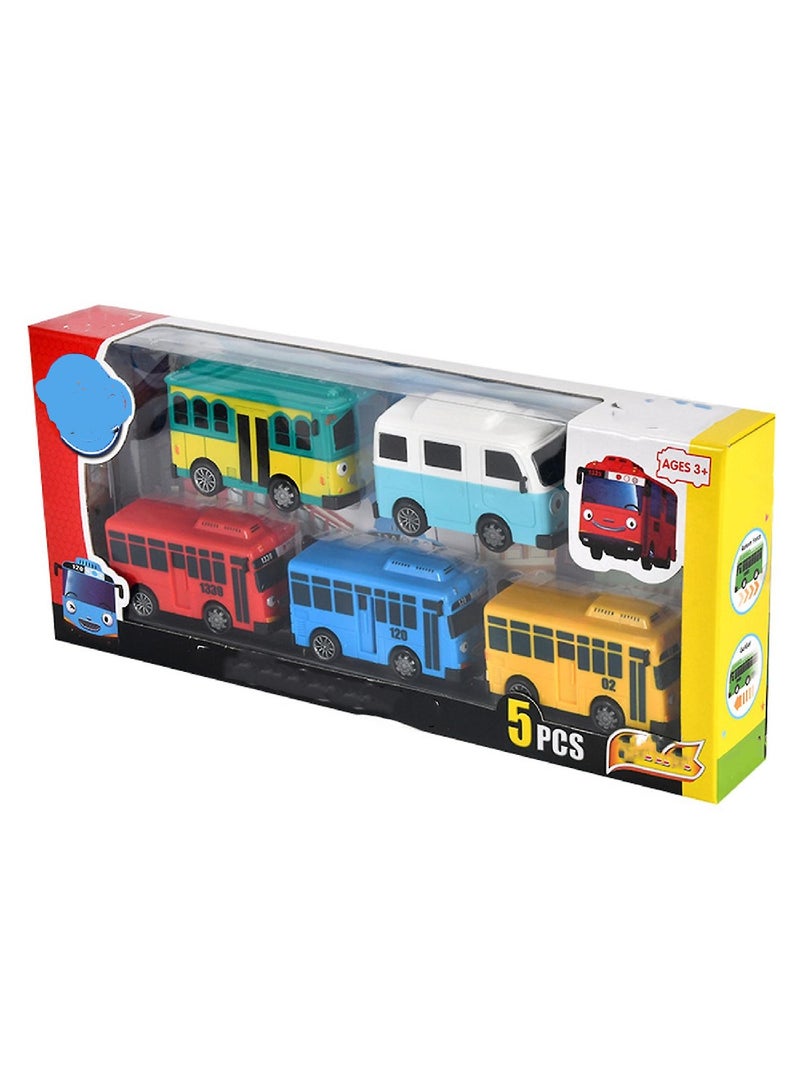 Mini Bus Children's Toy Set Model Pull-Back Car 5 Piece - Image 1
