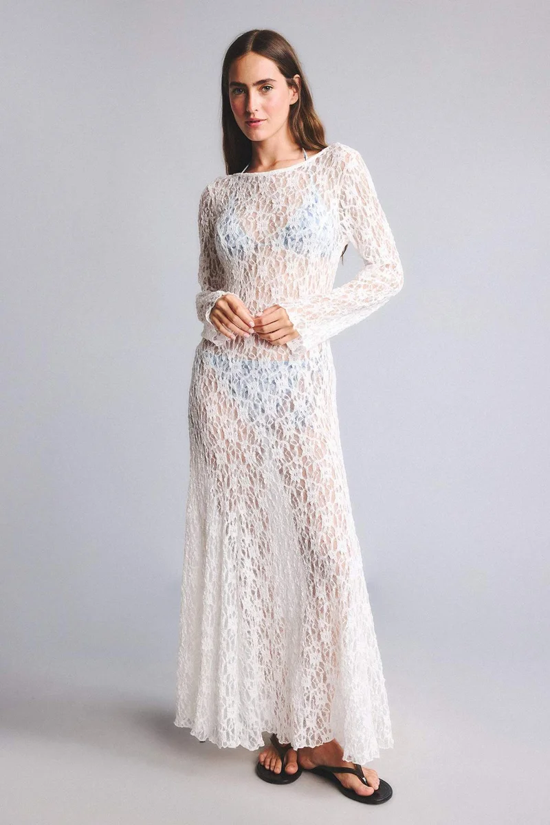 Defacto  Regular Fit Lace Beach Dress for Women | Best Price UAE