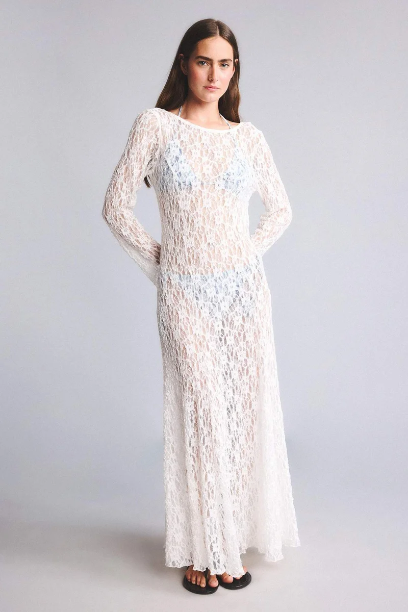 Defacto  Regular Fit Lace Beach Dress for Women | Best Price UAE