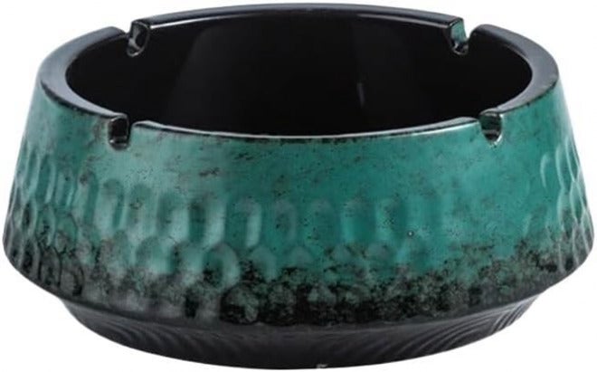 Ash Holder Ceramic Chinese Ashtray Tabletop Large Capacity Decorative for Home Office Patio or Hydroponic Vessel etc(Green) - Image 1