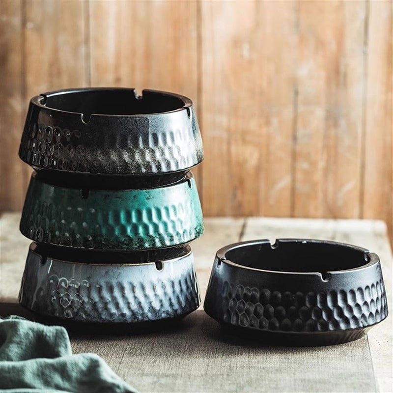 Ash Holder Ceramic Chinese Ashtray Tabletop Large Capacity Decorative for Home Office Patio or Hydroponic Vessel etc(Green) - Image 4