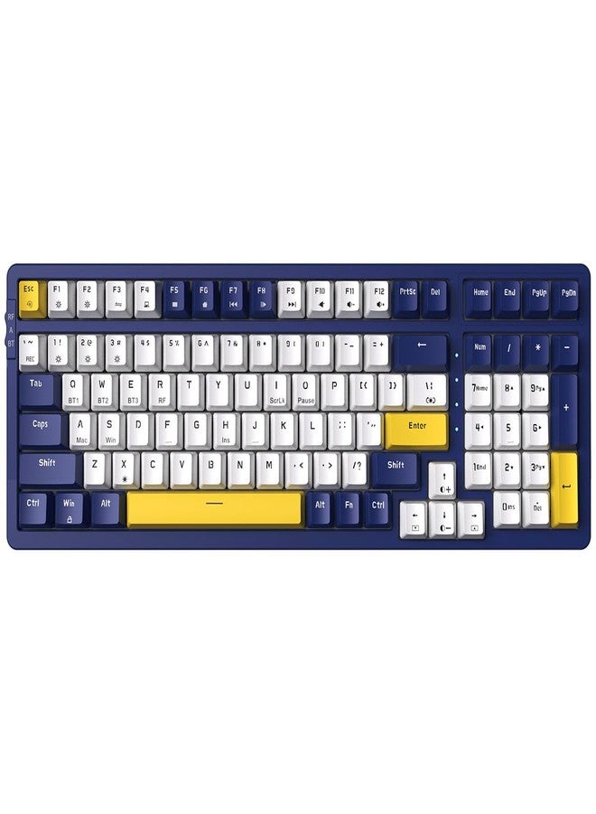 Merdia Wireless Mechanical Keyboard, Triple Mode 2.4G/USB-C/BT Gaming Keyboards 100 Keys Ice-Blue Backlit, Red Switch Keyboard | Rechargeable Mechanical Gaming Keyboards | Blue/White/Yellow - Image 1