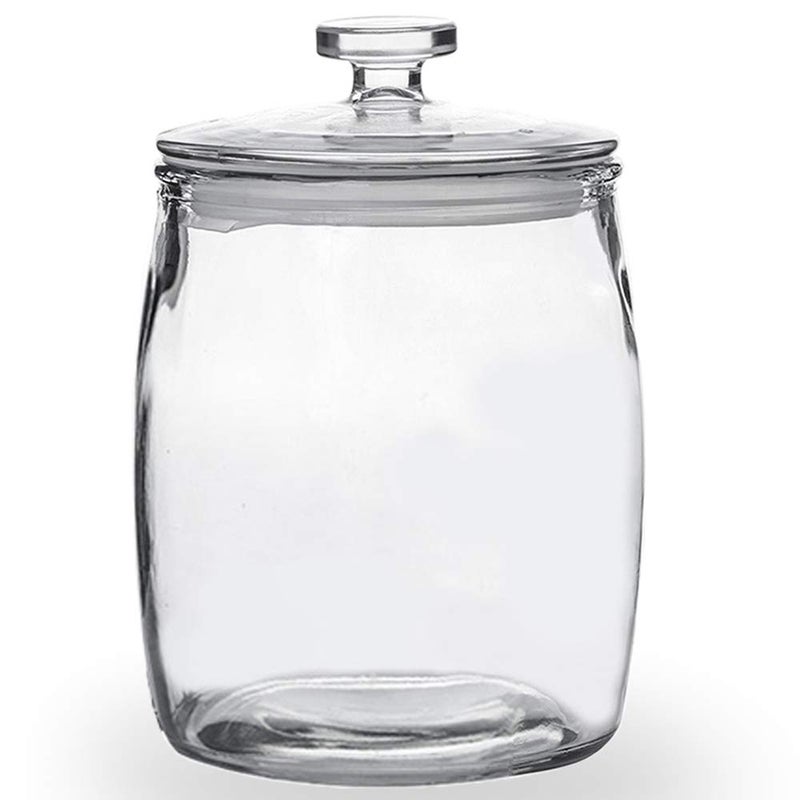 Folinstall Wide Mouth Apothecary Jar with Lid, 0.5 Gallon Glass Jar for Kitchen Storage and Laundry Room Organization, 72 oz Clear Glass Container for Cookie, Candy, Sugar, Flour, Nuts - Image 1