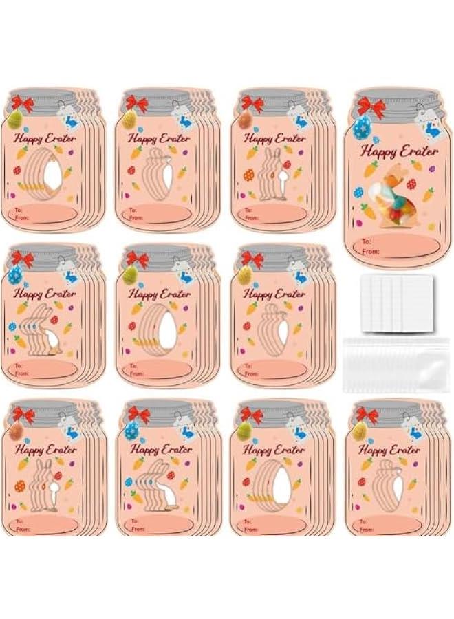 Generic Gift Cards Happy   Jar Candy Holder Cards for Kids, Bottle Shape Greeting Cards with Treat Bags, DIY Exchange Cards for Boys Girls School Class Classroom Party Favors  - Image 1