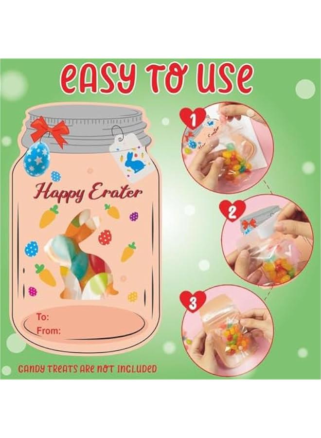 Generic Gift Cards Happy   Jar Candy Holder Cards for Kids, Bottle Shape Greeting Cards with Treat Bags, DIY Exchange Cards for Boys Girls School Class Classroom Party Favors  - Image 3
