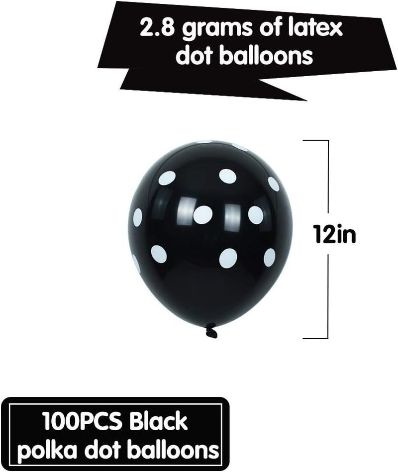 TONIFUL 100pcs Black and White Polka Dots Balloons 12inch large Polka Dot Latex Party Balloons for Wedding Birthday Party Festival Decoration Halloween Supplies - Image 5