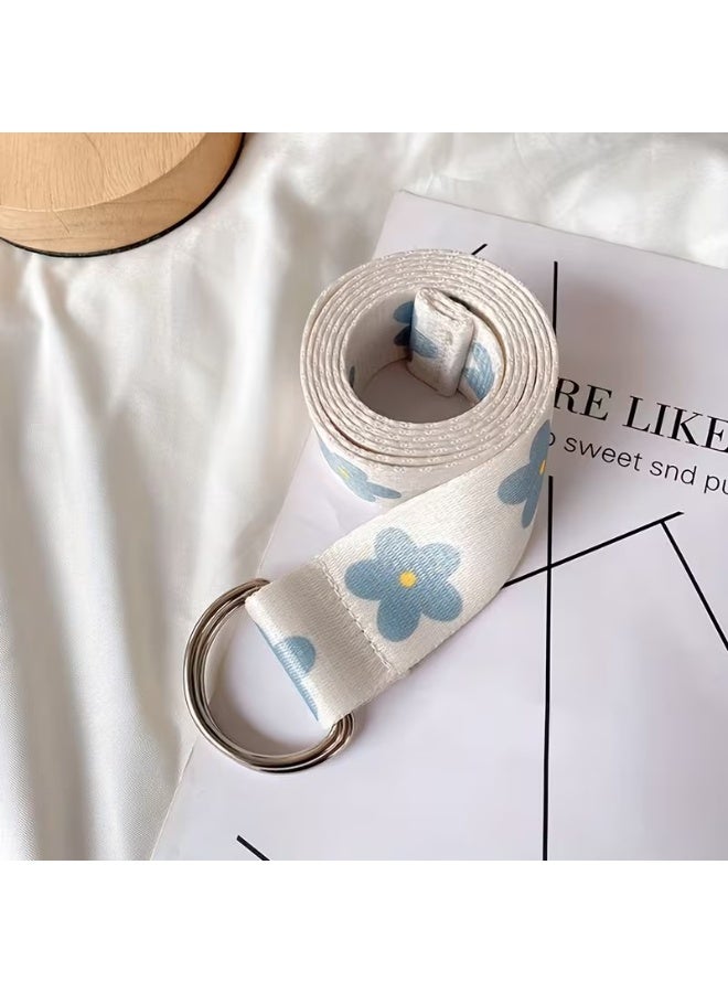 Goolsky Women's Blue Floral Print Belt with White Daisy Buckle - & Yellow Flower Waist Cinch for Jeans, Dresses, Casual & Wedding - Hand Washable Belt for Parties, Beach, Casual Attire (Standard Size) - Image 4