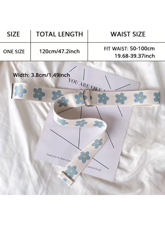Goolsky Women's Blue Floral Print Belt with White Daisy Buckle - & Yellow Flower Waist Cinch for Jeans, Dresses, Casual & Wedding - Hand Washable Belt for Parties, Beach, Casual Attire (Standard Size) - Image 3