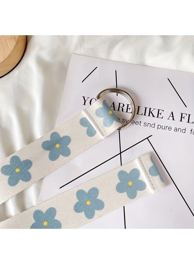 Goolsky Women's Blue Floral Print Belt with White Daisy Buckle - & Yellow Flower Waist Cinch for Jeans, Dresses, Casual & Wedding - Hand Washable Belt for Parties, Beach, Casual Attire (Standard Size) - Image 5