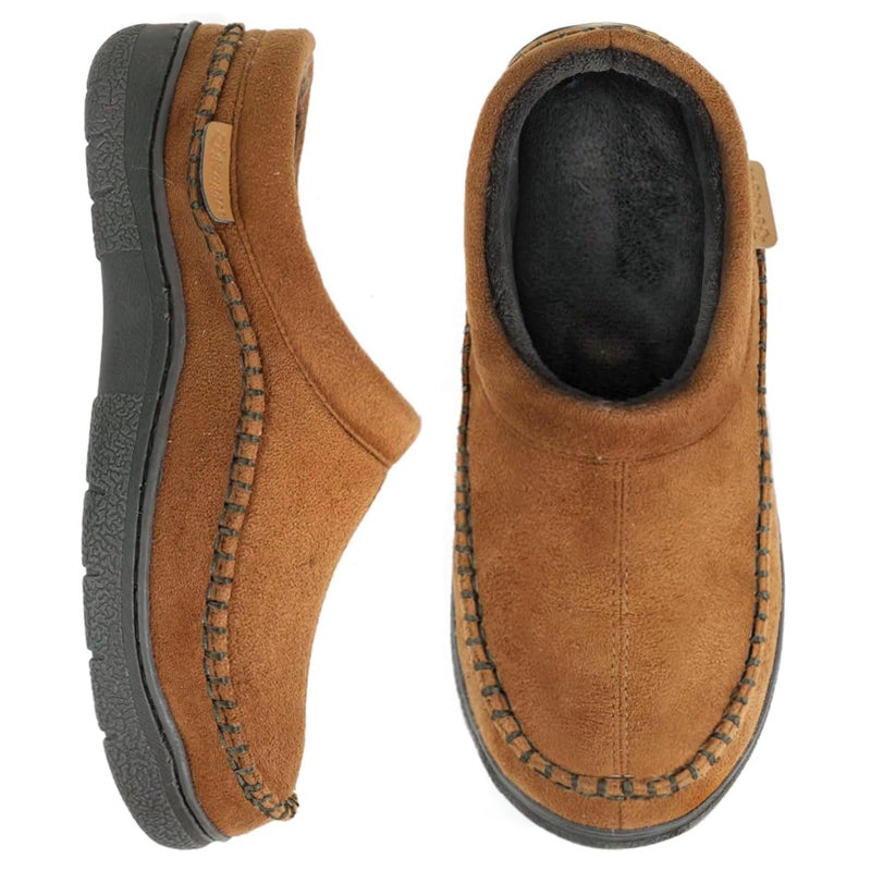 Zigzagger Men's Slip On Moccasin Slippers, Indoor/Outdoor Warm Fuzzy Comfy House Shoes, Fluffy Wide Loafer Slippers,Cold Tawny, 13-14 D(M) US - Image 1