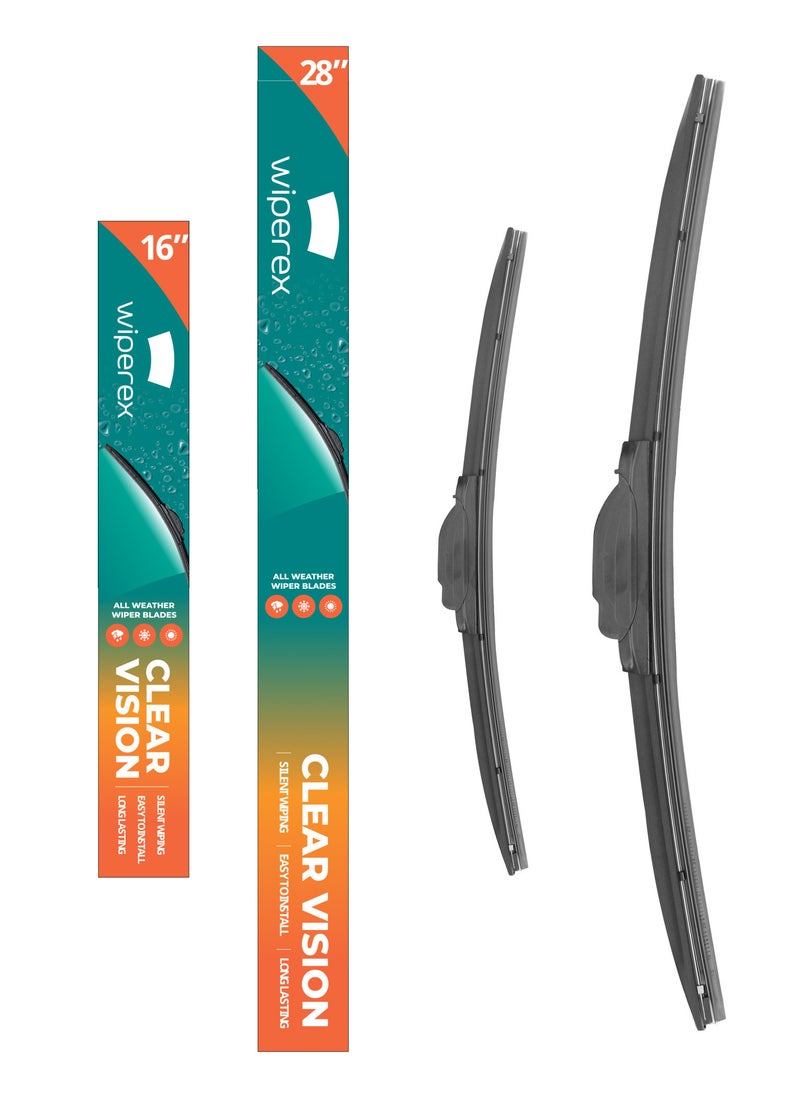 Wiperex WiperEx Wiper Blades for Seat ALHAMBRA None 28" + 16" All Weather, Uniform Wiping, Premium Rubber, Perfect Fit, Silent, Reduced Wind Lift, No Marks (Set of 2)  - Image 1